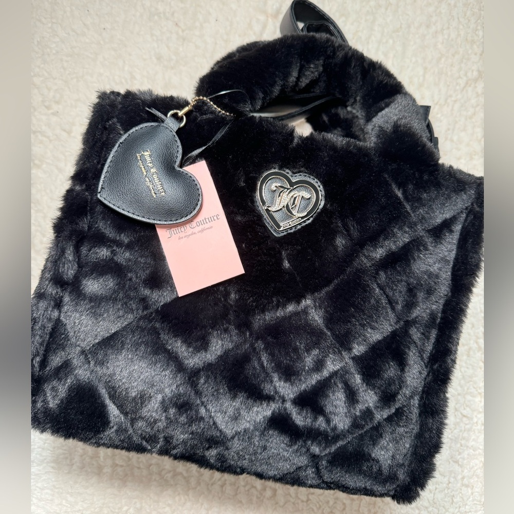 Juicy Couture Black Faux Fur Handbag